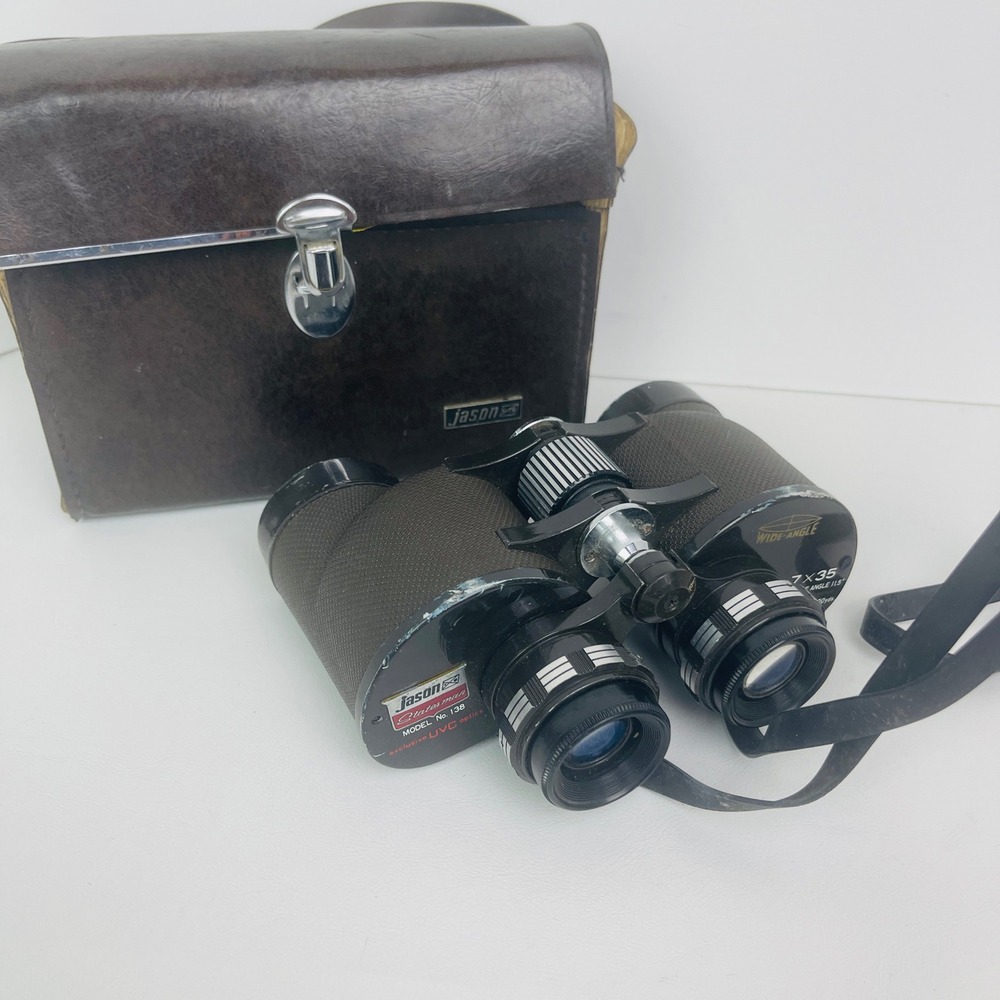 Jason Binoculars Statesman 7x35 Model 138 Brown Extra Wide Angle UVC Good